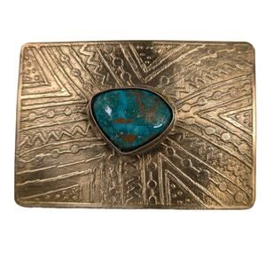 Belt buckle "Nu Gold"  Red brass Etched +Oxidized 41grams